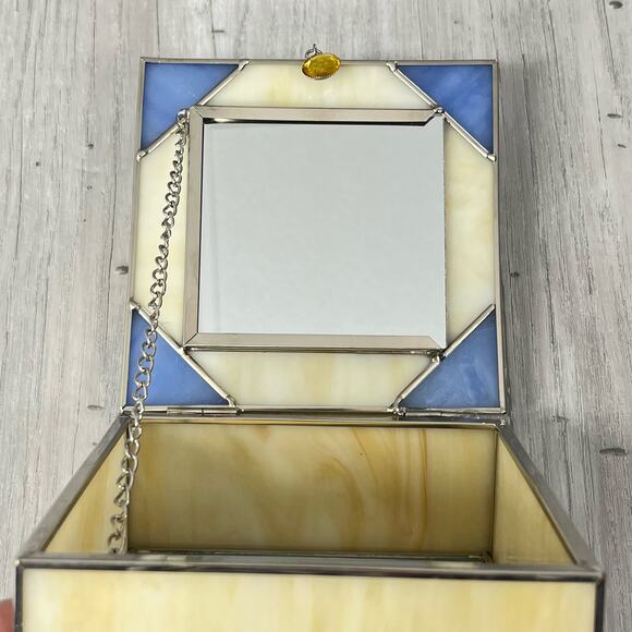 Vintage Dicksons Stained Glass Sentiment Box Floral Butterfly Trinket Jewelry - Picture 6 of 10